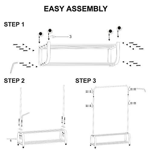 Gissar Clothes Rack With Shelves, Free-Standing Garment Rack With Wheels, Upgrade Stable Double Deck Clothes Hanging Rack, Storage Shelf Coat Rack For Organizing Clothes And Shoes,4 Side Hooks, Black #TOP7