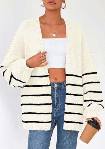 Image of PRETTYGARDEN Womens Oversized Cardigan Sweaters 2026 Fall Long Lantern Sleeve Knit Open Front Lightweight Sweater