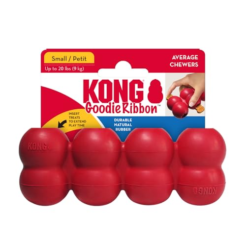 KONG Goodie Ribbon - Befüllbares Hundespielzeug aus Naturkautschuk - Kauspielzeug in Knochenform - Für Kleine Hunde