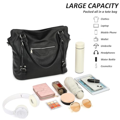 Bolso Tote para mujeres de cuero vegano impermeable grande miniatura 5