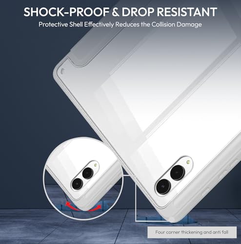 Image of Robustrion Cover Case for Samsung Galaxy Tab S11 Ultra 14.6 inch Cover with [S-Pen Holder], Hybrid Flip Cover Case for Samsung S11 Ultra Tablet 14.6 inch with Transparent Back [Auto Sleep Wake] - Grey