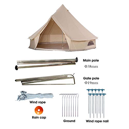 Carpa redonda tipo tipi grande de lona 4 temporadas miniatura 3
