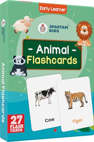 Image of SPARTAN KIDS Animal Flash Cards for Kids | 27 Early Learning Flash Cards for Cognitive Skills | Toys for 2+ Year Old Girl and boy | Gift for Kids 3 Years