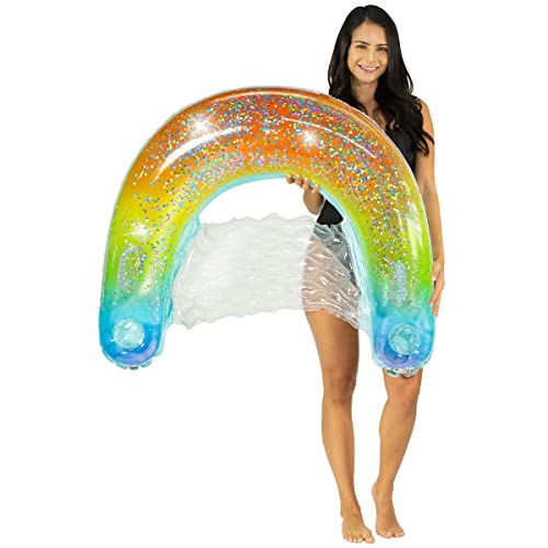 Poolcandy Sun Chair Water Raft, Multiple Chair Styles (Rainbow Haze + Glitter Sun Chair Pool Float) #TOP16