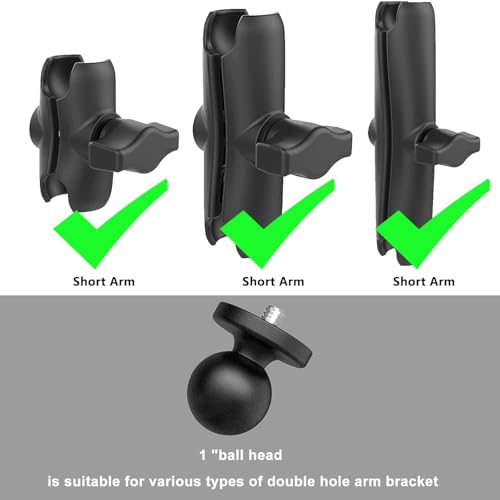 Image of 1 inch Ball Mount Adapter for Insta360 One X2, X, One R, RS, GO 2, GoPro Hero, Compatible with RAM Ball Head Mounts B Size Double Socket Arm