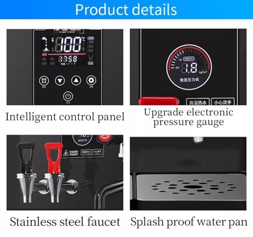 Espumador de Leche, máquina Comercial automática para hervir Agua con Vapor, 3000 W de Alta Potencia, Calentamiento rápido de 50 l/h, Ideal para café, té con Leche y postres. Inclu,Black