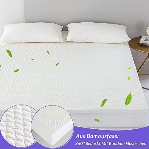 Coriwell Matratzenschoner Wasserdicht - 90 x 200 cm Wasserdichter Matratzenbezug Matratzenauflage Atmungsaktive Matratzenhülle Matratzenschutz aus Bambus Matratzen Schutzbezug - Mattress Protector - Image 5