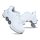 Double-Row Deform Wheel Automatic Walking Shoes Invisible Deformation Roller Skate 2 in 1 Removable...
