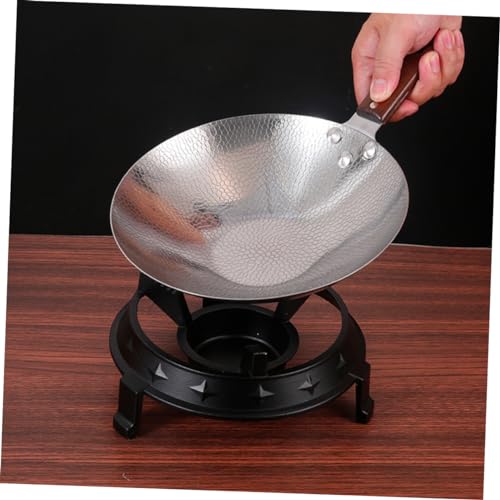 Wok de acero inoxidable con mango ergonómico de madera miniatura 7
