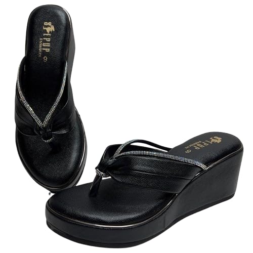 Women's Wedge Heel Sandals | Toe Ring Slip-On Platform Sandals | Cushioned Comfortable Casual Fashion Footwear for Daily Wear, Office, Party & Outdoor-image-8
