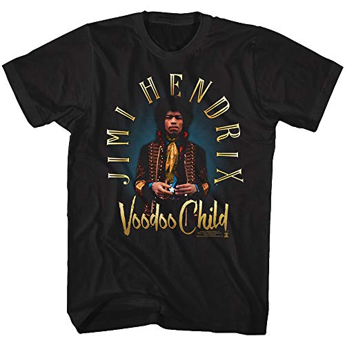 A&E Designs Jimi Hendrix Gold Voodoo Child Adult Black Tee Shirt, Medium