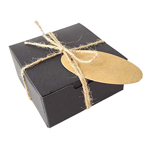 Gold-Furtune 50PCS Square Gift Wrapping Kraft Paper Box With Tags & Hemp Rope