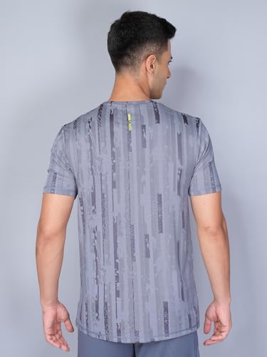 Image of TECHNOSPORT Men Polyester Regular Fit Half Sleeve Jacquard T-Shirt with Double Cool, Quick Dry & Anti Microbial for Sports, Running & Casual Use