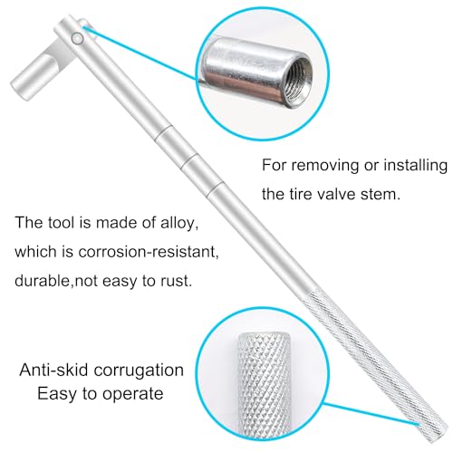 Image of Tire Valve Stem Tool Puller and Installer Kit - 4PCS TR412, 4PCS TR413, 4PCS TR414 Snap-in Tire Valve Stem with Valve Cores, Single Head Valve Core Remover Installer Tool