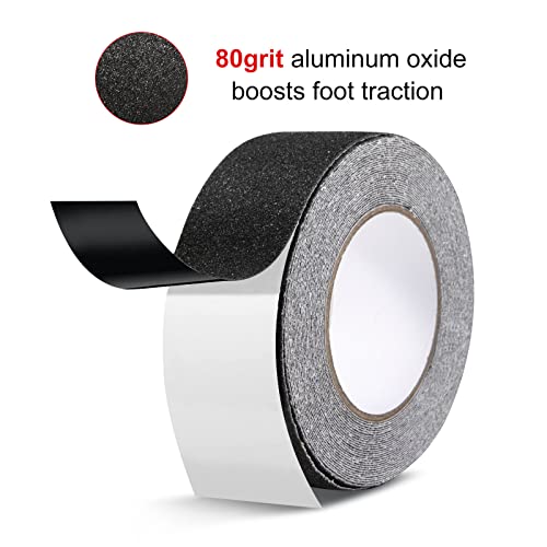 Grip Tape Heavy Duty Anti Slip Tape 2In×33Ft For Stairs Outdoor/Indoor Waterproof Safety Non Skid Roll For Stair Steps Traction Tread Staircases Grips Adhesive Non Slip Strips Nonslip Walk Black #TOP1