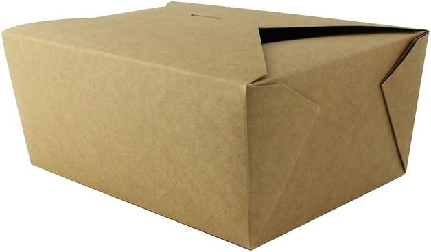 PACKNWOOD 210BIO4K - Kraft Takeout Boxes - Kraft Meal Box-Kraft To Go Boxes-Kraft Takeout Boxes Leak Resistant & Microwaveable-(100oz Capacity) (Base:7.7 x 5.5 x 3.5in) (Top:8.5 x 6.3 x 3.5in)-160 pcs