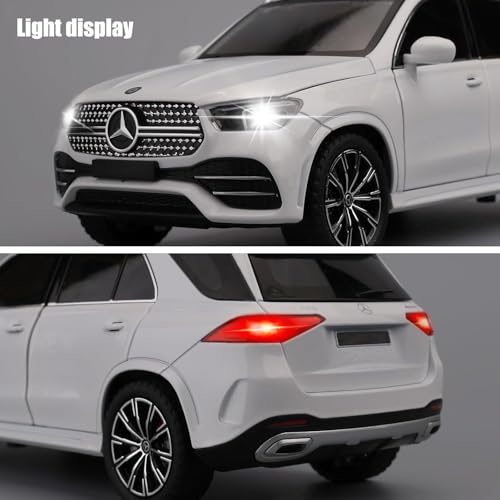 Image of 1:24 Scale Alloy Die-cast Benz GLE 350 Toy Car with Sound and Light, Pull Back Action, Openable Doors, Collectible Model Car for Kids and Gift (White)