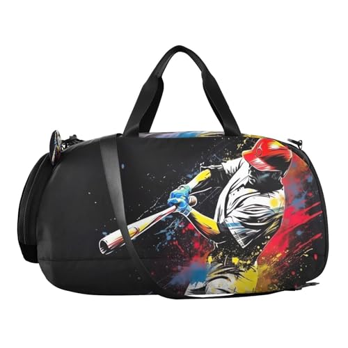 YETTASBIN Sport Travel Duffel Bag for Girls Boys, Baseball Player Large Waterproof Weekender Overnight Bag, Detachable Shoulder Strap Gym Bag with Shoe Compartment & Wet Pocket2