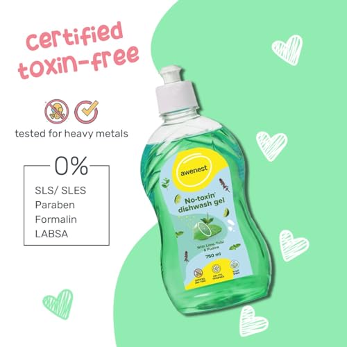 awenest No-Toxin Organic Dishwash Liquid Gel | Soft on Hands, Tough on Grease | No-toxins, Natural, Herbal, Eco-friendly, Plant-based | Lime,... - Image 2