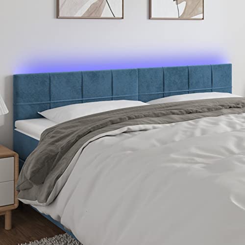 Xichuzi Cabecero Conde Terciopelo Azul Oscuro 200x5x78/88 cm, Cabeceros Cama, Cabeceros Moderno, Cabezales Cama, Muebles Habitacion, Cama Cabeza, Mueble Cabecero