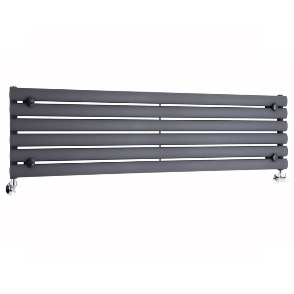 Milano Aruba Anthracite Horizontal Single Oval Panel Radiator - 354mm x 1600mm