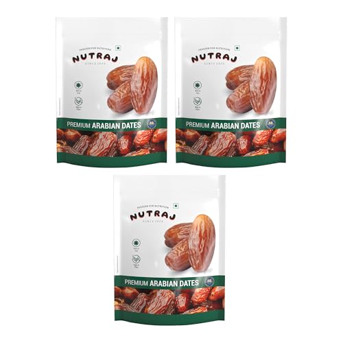 Nutraj UAE Arabian Dates 1.5kg (500g X 3) Pouch | Khajur | Dry Fruits and Nuts | Grocery Items