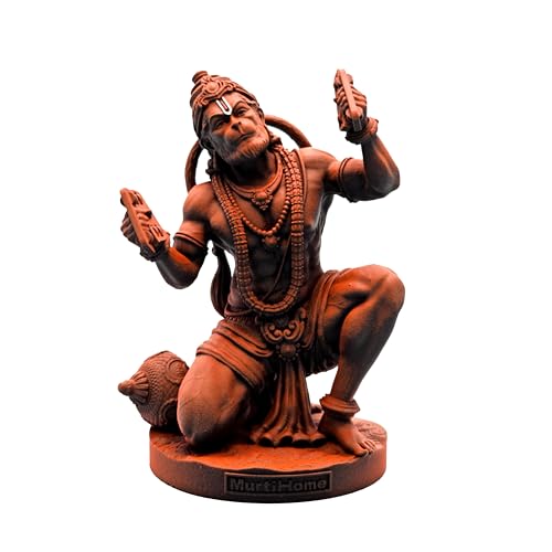Shri Ram Rasik Hanuman Murti, 8 cm Height, Orange Black, 3D Printed, UV Resin, God Hanumanji Idol for Car Dashbaord