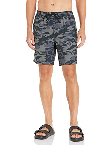 Quiksilver Men's Standard Surf Stretch Printvolley Elastic Waist Volley Swim Trunk Bathing Suit, Camoflage Waterman, Large