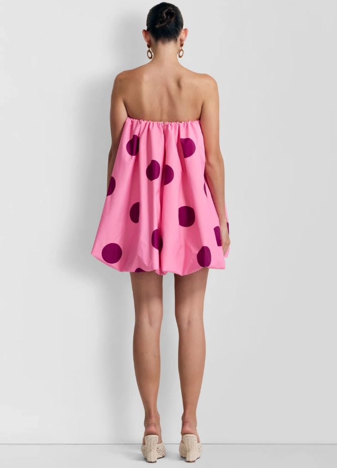 Image of Faretumiya Women Polka Dot Bubble Mini Dress Strapless Flowy Short Tube Dress Off Shoulder Y2k Balloon Dress Party Beach(