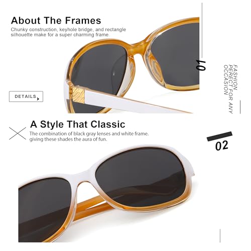 Image of SIPHEW Polarized Sunglasses for Women | Vintage Square Sunglasses w UV400 Protection | Womens Wraparound Shade