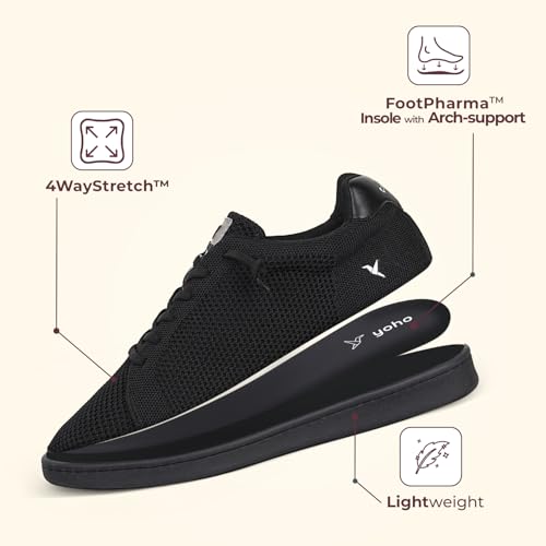 Image of YOHO Wind Sneakers for Men | Stylish Casual Shoes with Elastic Laces | Comfortable, Stretchable & Ultra-Lightweight | Premium Breathable Mesh Fabric