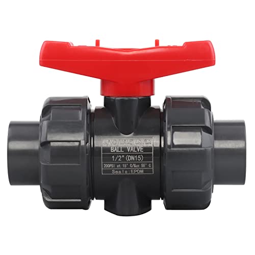 DERNORD UPVC True Union Ball Valve with Full Port, EPDM O-Rings, and Reversible PTFE Seats, Rated at 200 PSI (1/2 Inch…