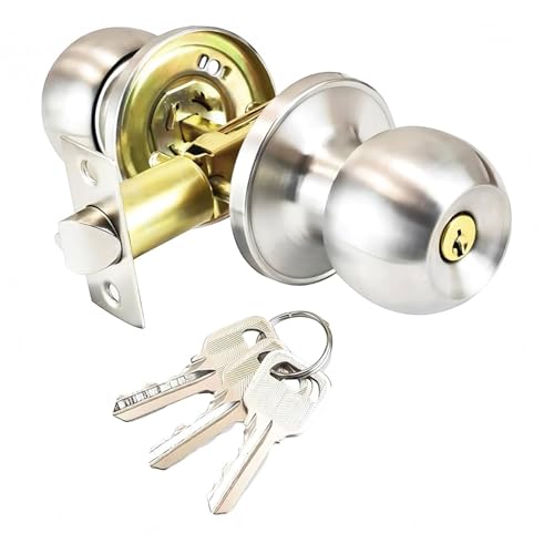 topolenashop Pomello Porta Ingresso con Serratura | In Ferro, Girevole, Rotondo, 3 Chiavi Incluse | Sicurezza per Porte Blindate, Interne ed Esterne | Art. 2385686