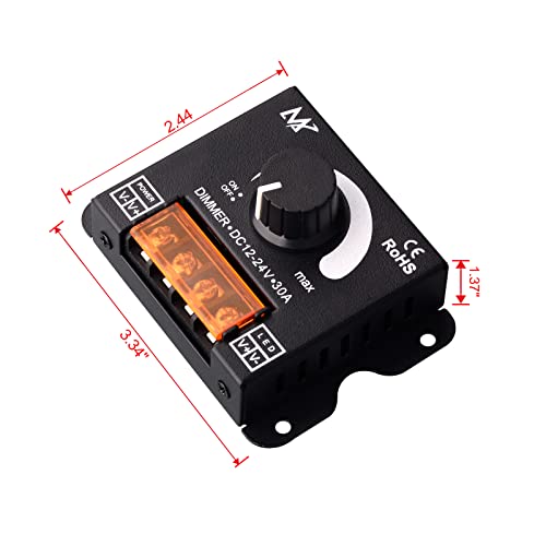Tunichx Led Light Strip Dimmer, Dc12V-24V 30A Pwm Dimming Controller For Dimmer Knob Adjust Brightness On/Off Switch, Single Color Led Strip, Cob Led Strip Dimmer #TOP1