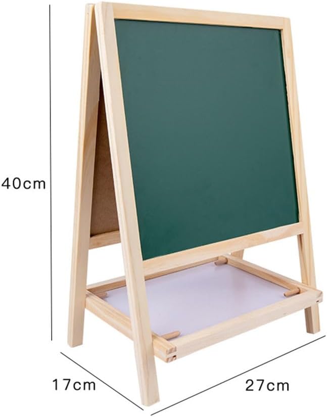 Montessori Kids Wooden Art Easel, Double-Sided Magnetic Whiteboard Blackboard