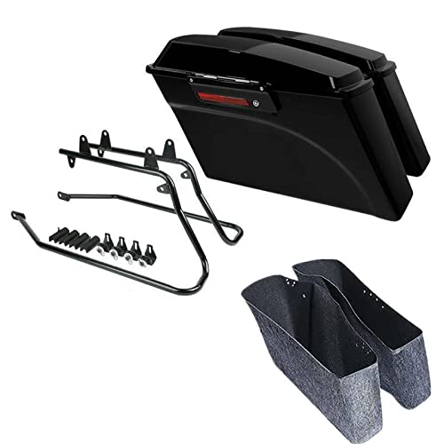 TCMT Hard Saddlebag 6x9 Speaker Lid &amp; Liners Carpet Insert Conversion Bracket Kit Fit For Harley Softail Heritage Deluxe Models 1984-2017 (except for Deuce Model Softail Slim Models)
