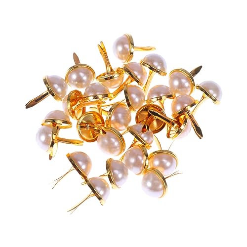 SHINEOFI 100Pcs Pearl Shaped Brads Decorative Fasteners for Scrapbooking Cardmaking DIY Crafts and Christmas Decoration Golden