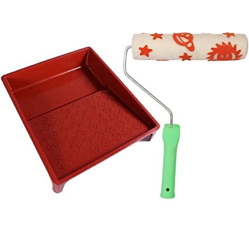 Image of KAPIL Painting Tools Combo of 1 Premium Paint Tray for 9 inch Paint Rollers, and 1 KAPIL Wall Paint 9 INCH Moon and Star Designer Roller (Imported Premium)