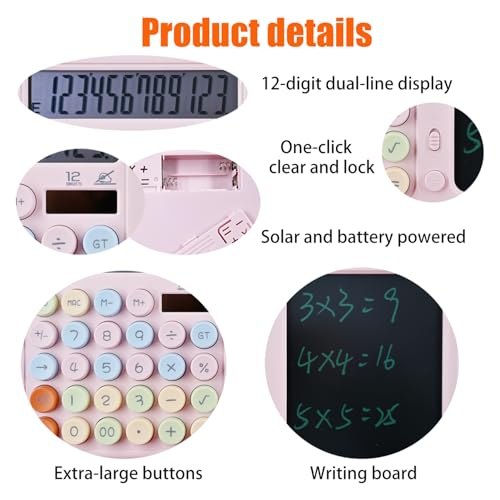 Calculadora de escritorio de botón grande de 12 dígitos solar con panel de notas 2