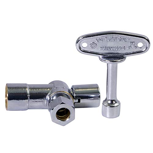 Image of Midline Valve 91212QS-OM-5 Water Supply Stop Valve with Quarter Turn Control Key; One Piece; Angle Shut-off for Toilet, Sink, Dishwasher; 1 /2 in. SWT x 3 /8 in. COMP; Chrome Plated Brass (5 Pack)