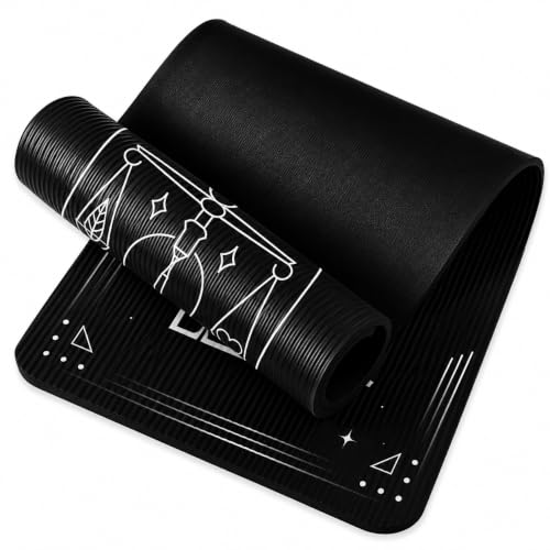 Image of De Jure Fitness Yoga Mat for Women and Men, 8mm Extra Thick Non-Slip NBR Exercise Mat for Yoga, Pilates, Gym & Floor Workouts - with Carry Strap - Libra