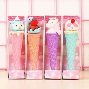 Image of DEOXY Ice-Cream Theme Erasers Set for Kids,Set for Return Gift, Stationary Set for Kids, Rubber Eraser, Stationary - Pack of 4 (QH1001)