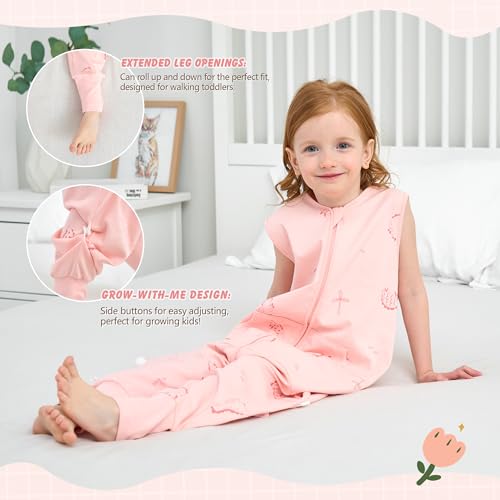 Image of LAT Baby Sleep Sack,Summer Toddler Cotton Sleep Sacks with Legs,Dinosaur for Boys Girls,Baby Wearable Blanket with Zipper