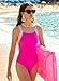 Belovance Girls Swimsuits One Piece Bathing Suit Solid Color Blocking Tween Swimming Suit Summer Modest Beach Swimwear Adjustable Straps Quick Dry Size 13 14 (14Y, Hotpink)