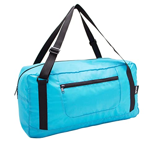Image of HOLYLUCK Foldable Travel Duffel Bag For Women & Men Luggage Great for Gym - sky blue