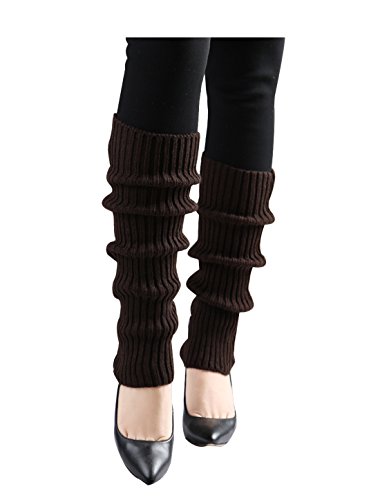 Image of uxcell Women's Knitted Design Solid Warm Thick Knee High Length Ribbed Leg Warmers