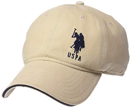U.S. Polo Assn. Men's Embroidered Wash Adjustable Baseball Cap, Khaki, One Size