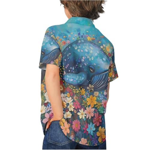 Image of PinUp Angel Funky Casual Hawaiian Shirt Kids Boys Girls Art Oil Painting Animal Pattern Short Sleeve Unisex Beach Shirt