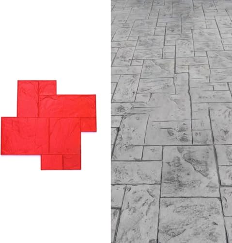 Vilom コンクリート型枠 スタンプマット 石目調 スレートパターン テクスチャシート 天然石風模様 セメント装飾用 再利用可能 耐久素材 道路・玄関・庭の舗装DIYに最適 コンクリートテクスチャツール 外構仕上げ用 (ブロック形状)