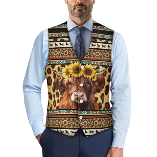 Mens Vest Formal V-Neck Waistcoat for Wedding Business Casual Buttons Suit Vests, Size S-4XL